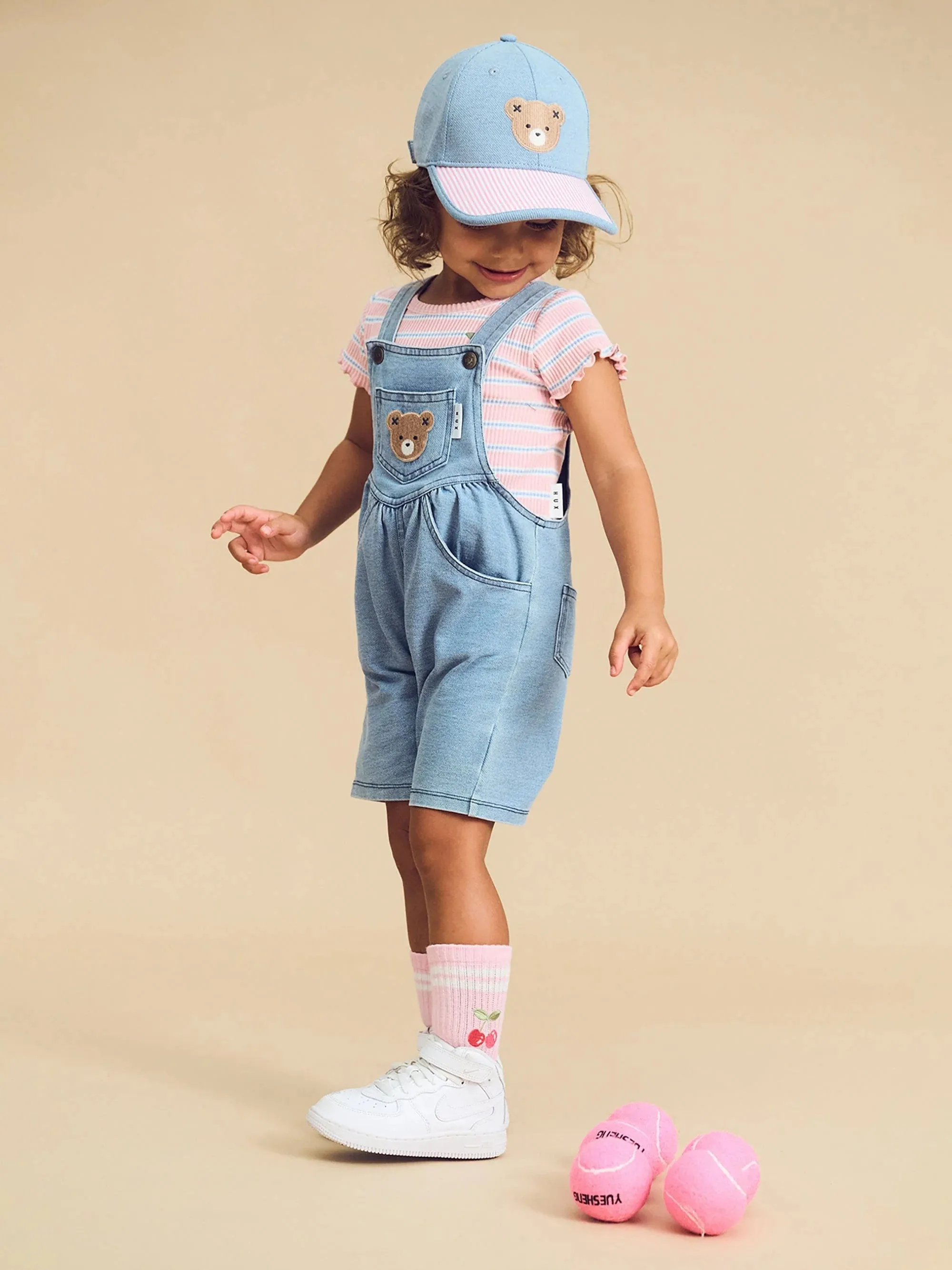 Huxbaby HUXBEAR KNIT DENIM SHORT OVERALLS