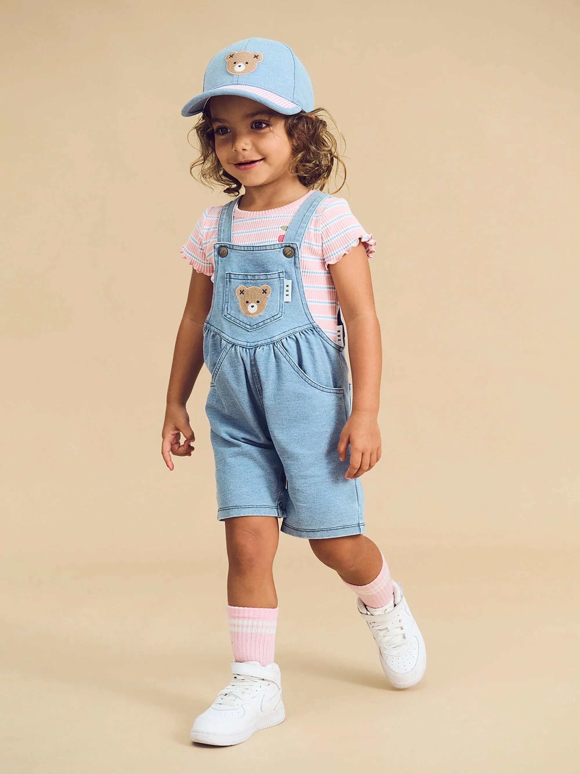Huxbaby HUXBEAR KNIT DENIM SHORT OVERALLS