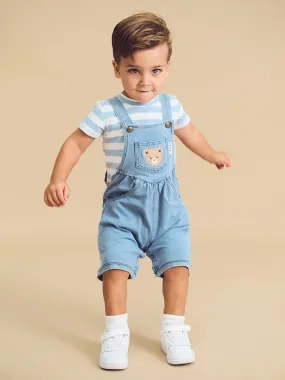 Huxbaby HUXBEAR KNIT DENIM SHORT OVERALLS