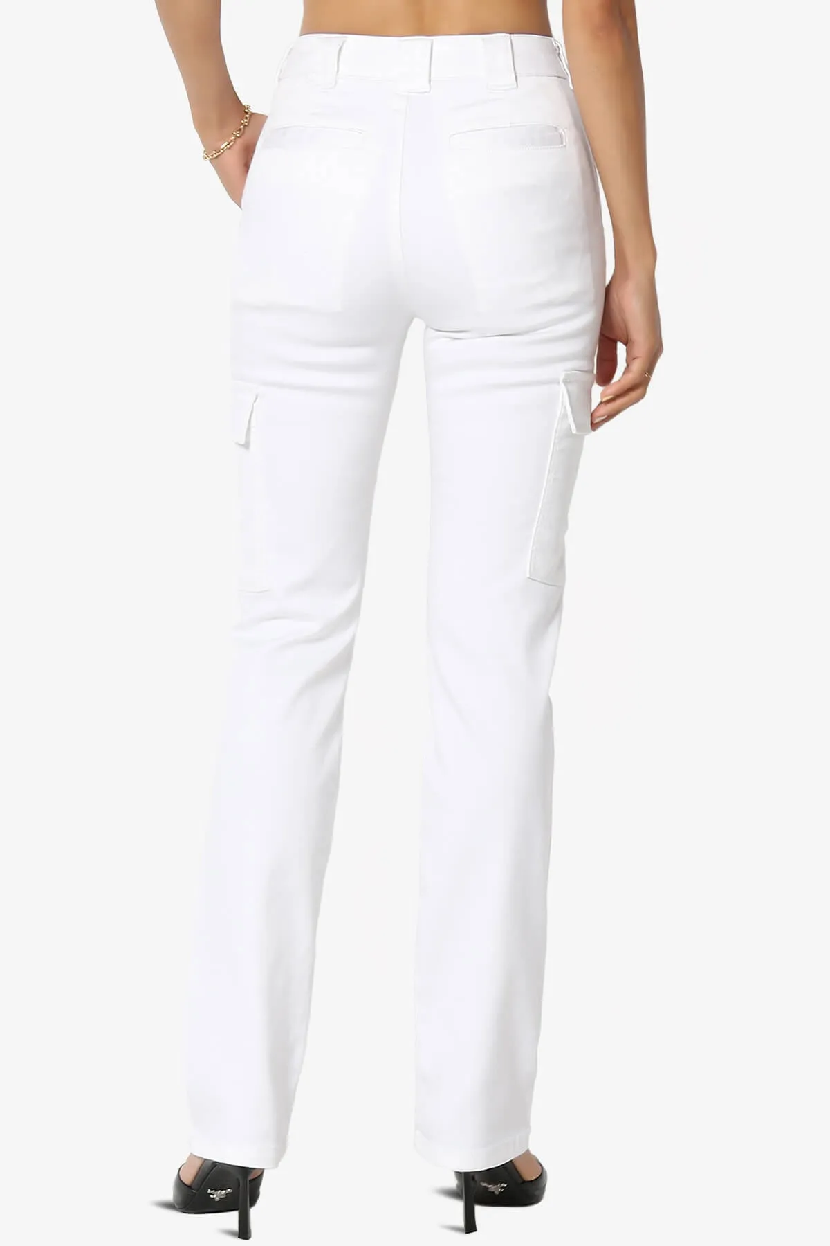 Imaan Stretch Canvas Cargo Pants White
