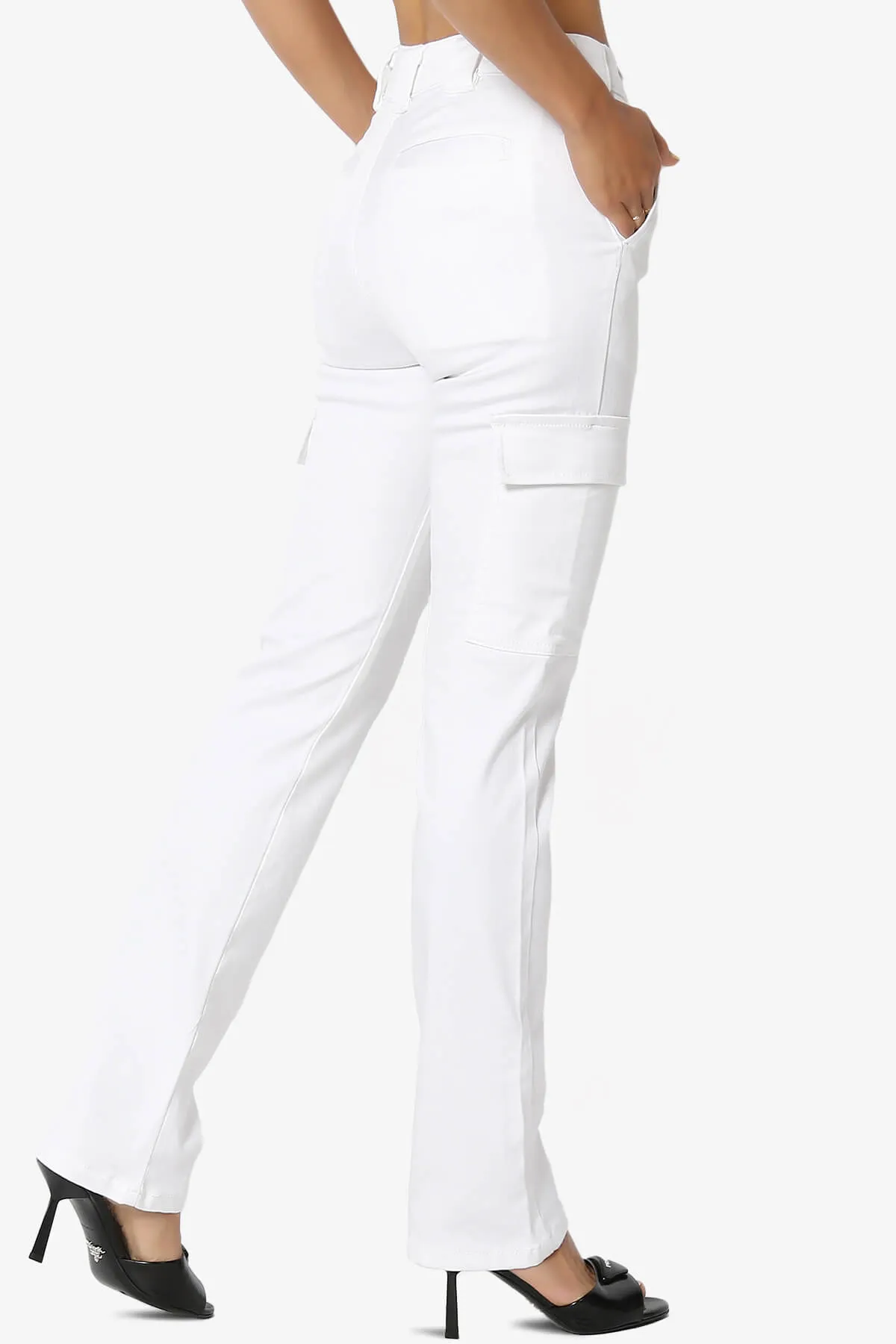 Imaan Stretch Canvas Cargo Pants White