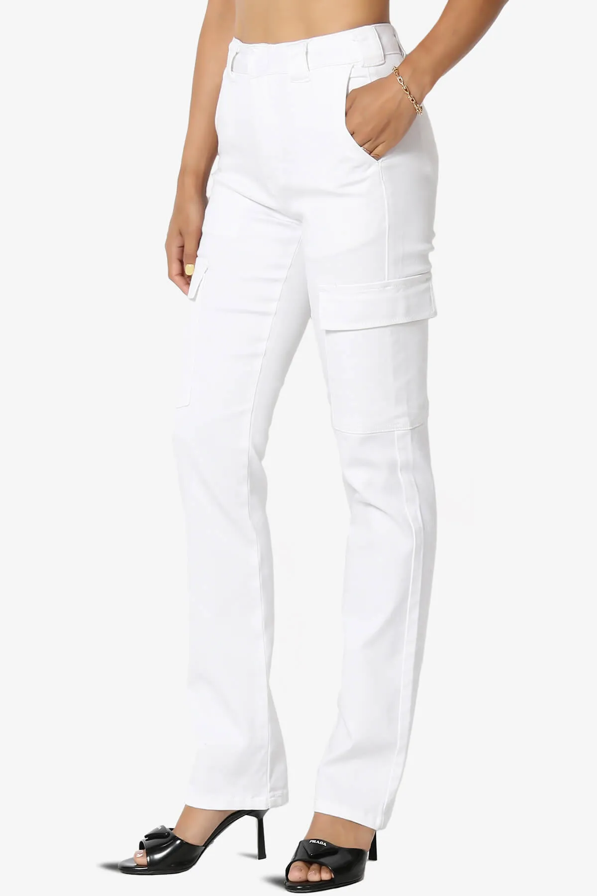 Imaan Stretch Canvas Cargo Pants White