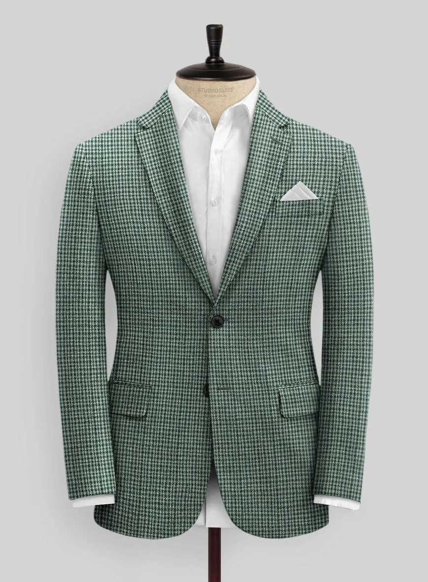 Italian Green Houndstooth Tweed Jacket