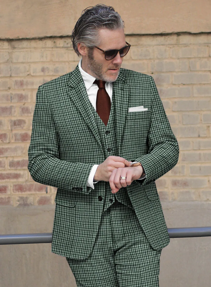 Italian Green Houndstooth Tweed Jacket