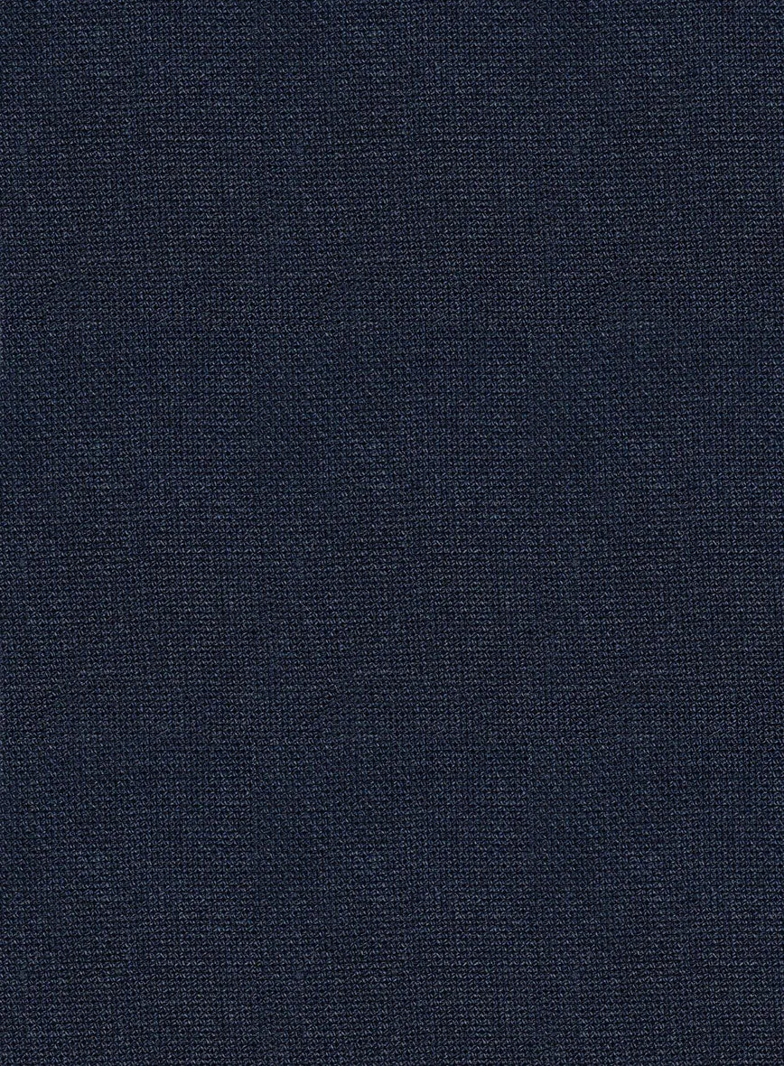 Italian Prato Dark Blue Dobby Linen Jacket