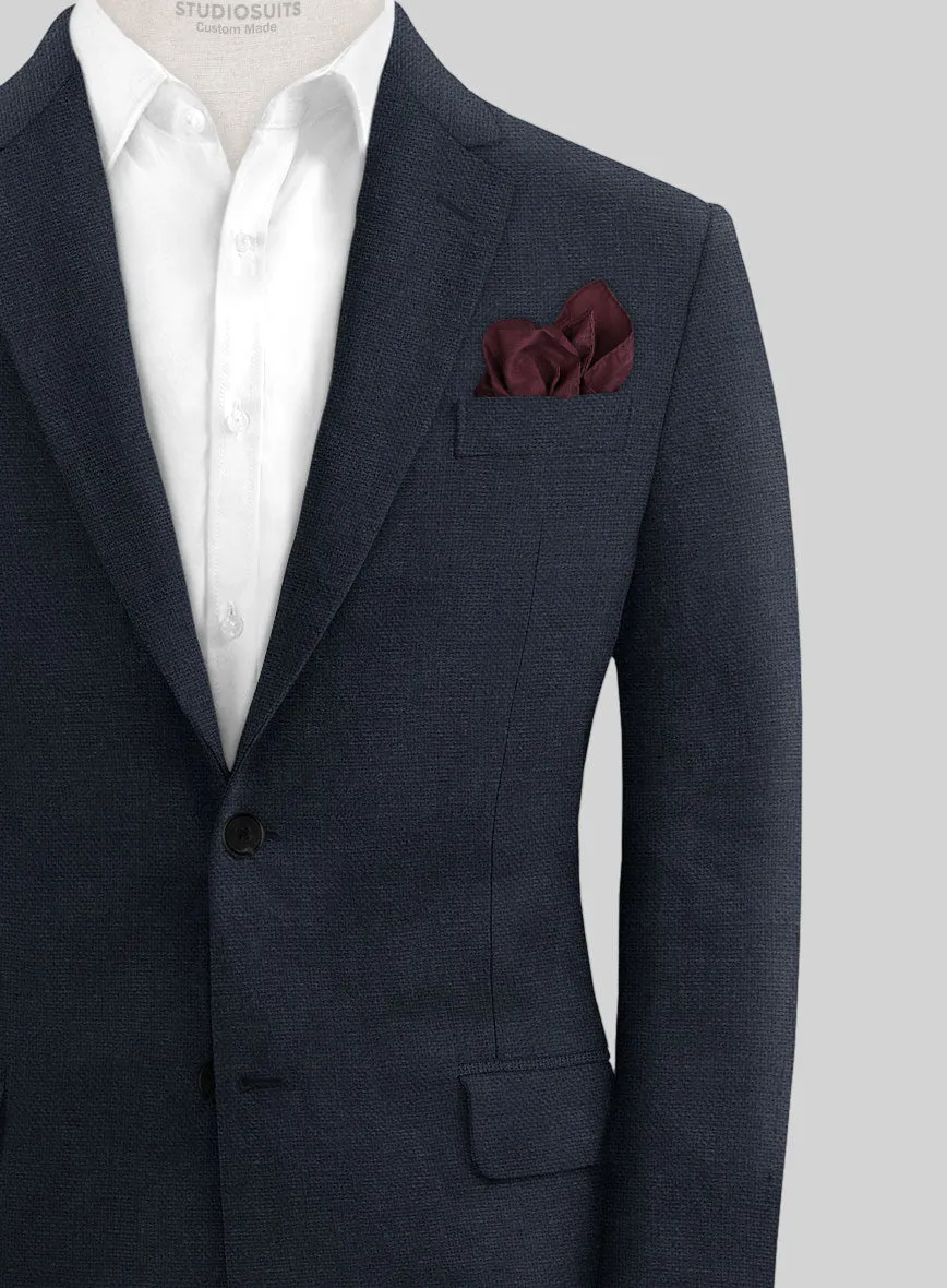 Italian Prato Dark Blue Dobby Linen Jacket