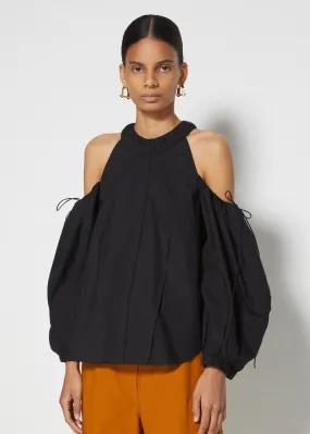 Josie Cold Shoulder Puff Sleeve Top (Black)