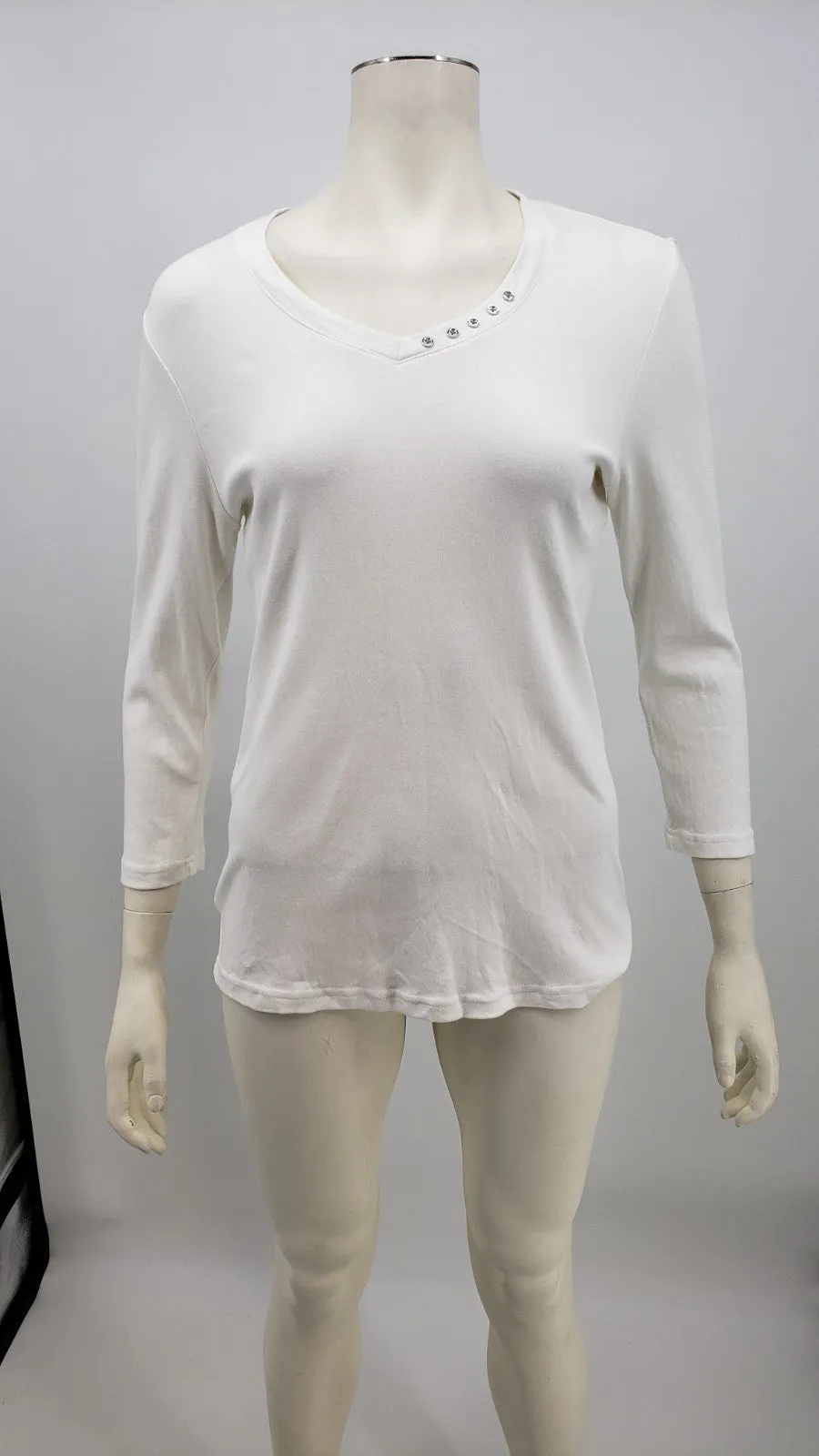 Karen Scott Long Sleeve Embellished Blouse , Size Medium