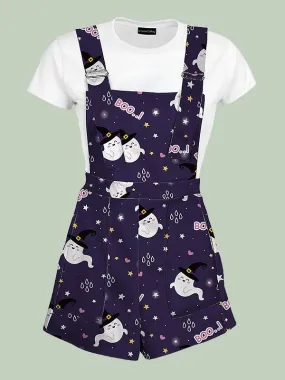 Kawaii Ghost Halloween Overall Shorts
