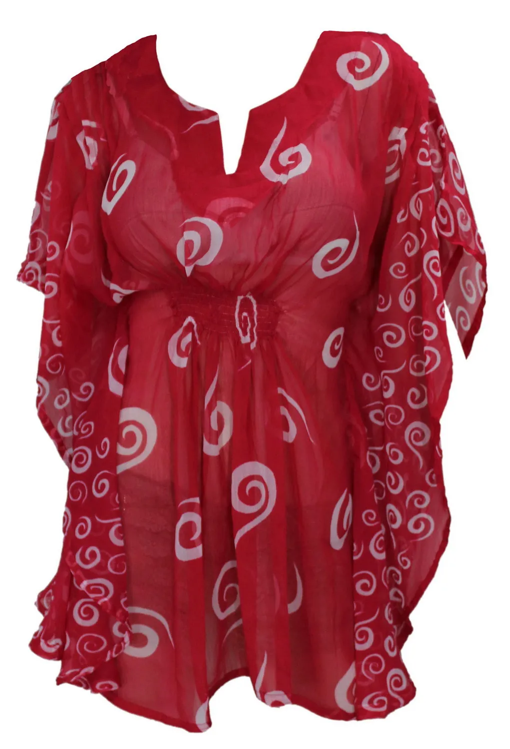 LA LEELA Women Chiffon Blouse Butterfly Sleeve Beach Cover Up Loose Tunic  Tops US 8-14 Pink_E989