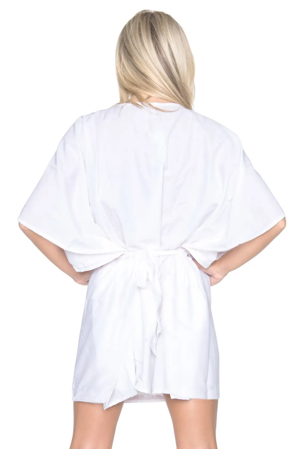 LA LEELA Women T Dresses V Neck Kimono Sleeve Beach Tank Dress for Summer US 10-14 White_T306