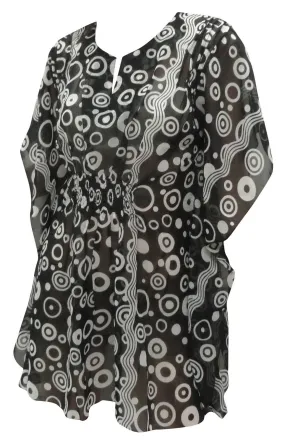 LA LEELA Women's Casual Chiffon Blouse Sweet Heart Neck 3/4 Sleeve Top s US 8-14 Black_C478