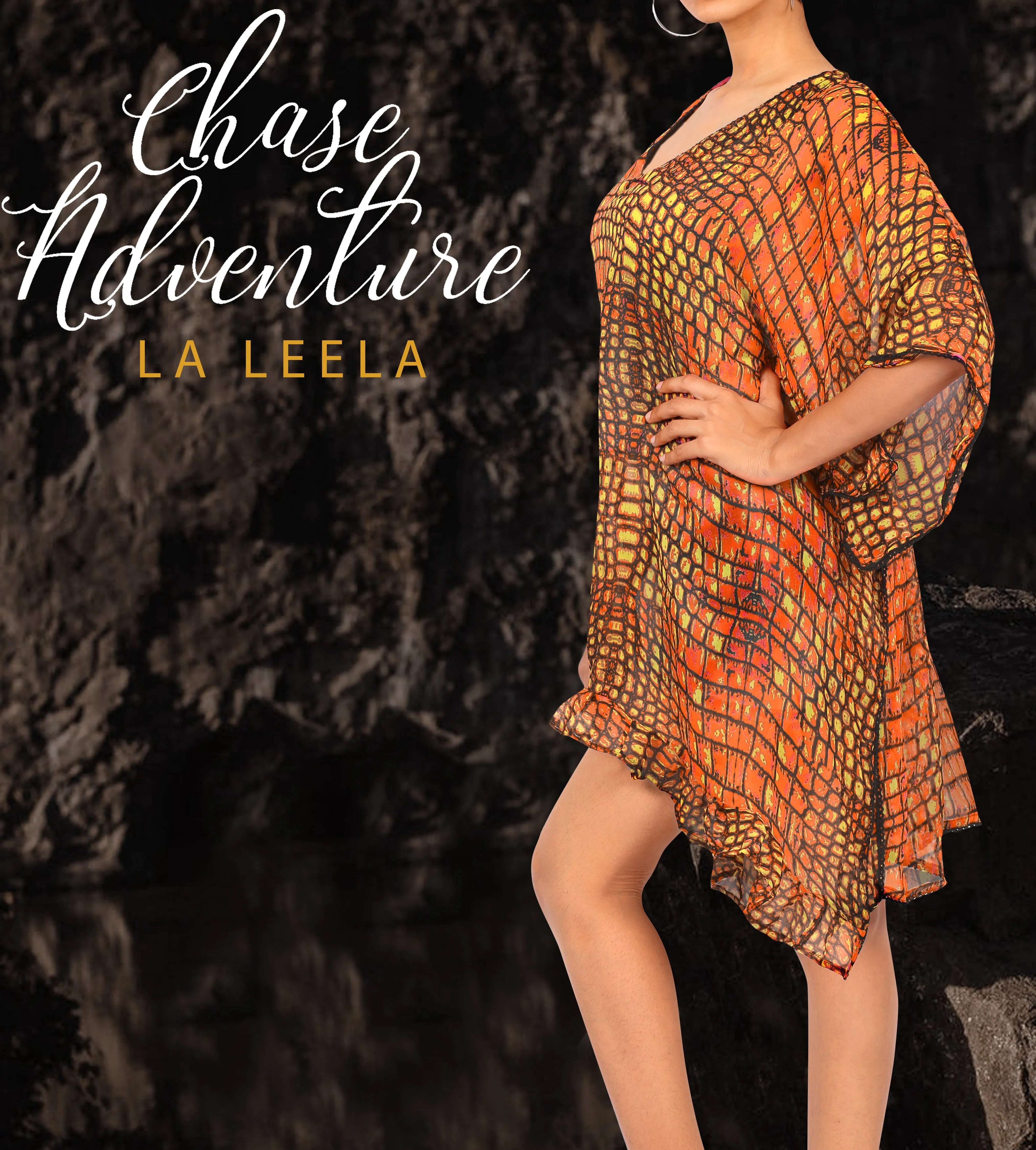 LA LEELA Womens Nightgown Chiffon Sleep  V Neck Short Sleeve Loose Comfy Pajama Sleepwear US 8-14 Orange_E872