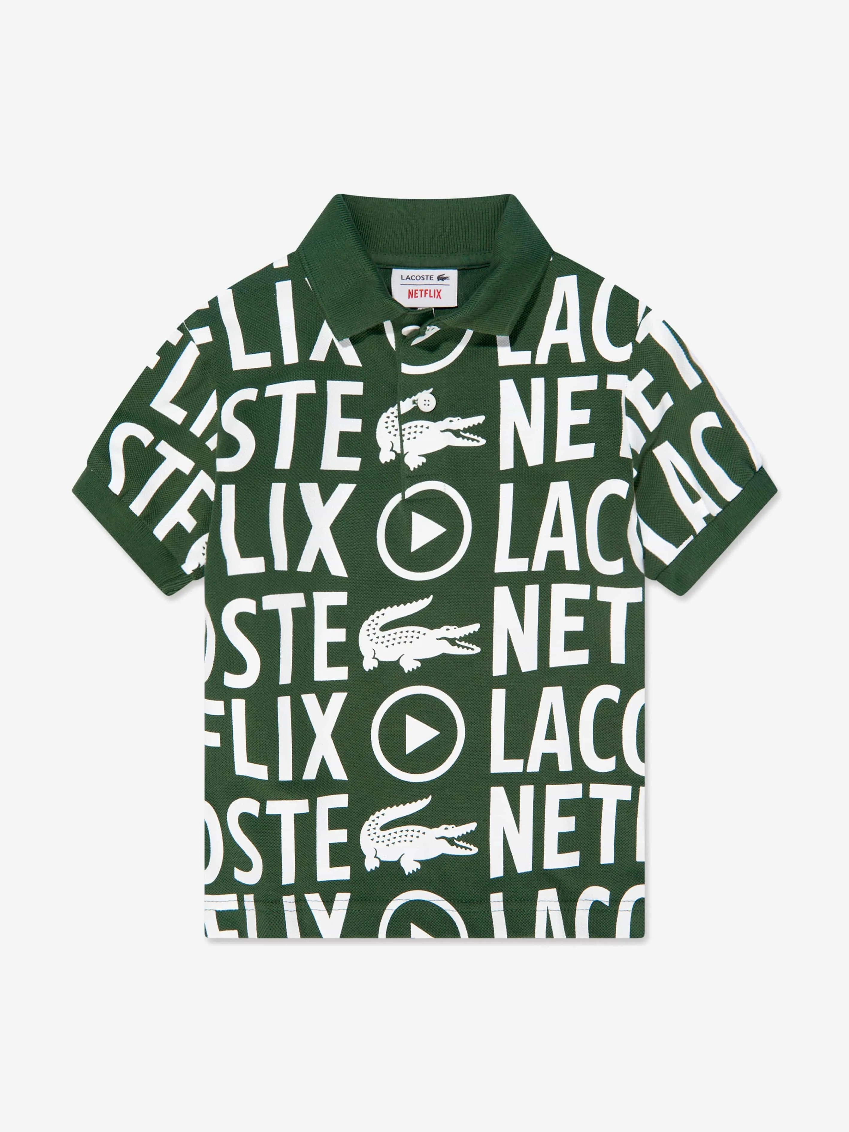 Lacoste Boys Netflix Logo Polo Shirt in White