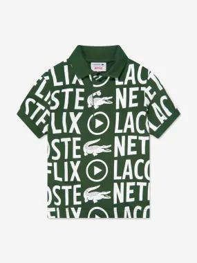 Lacoste Boys Netflix Logo Polo Shirt in White