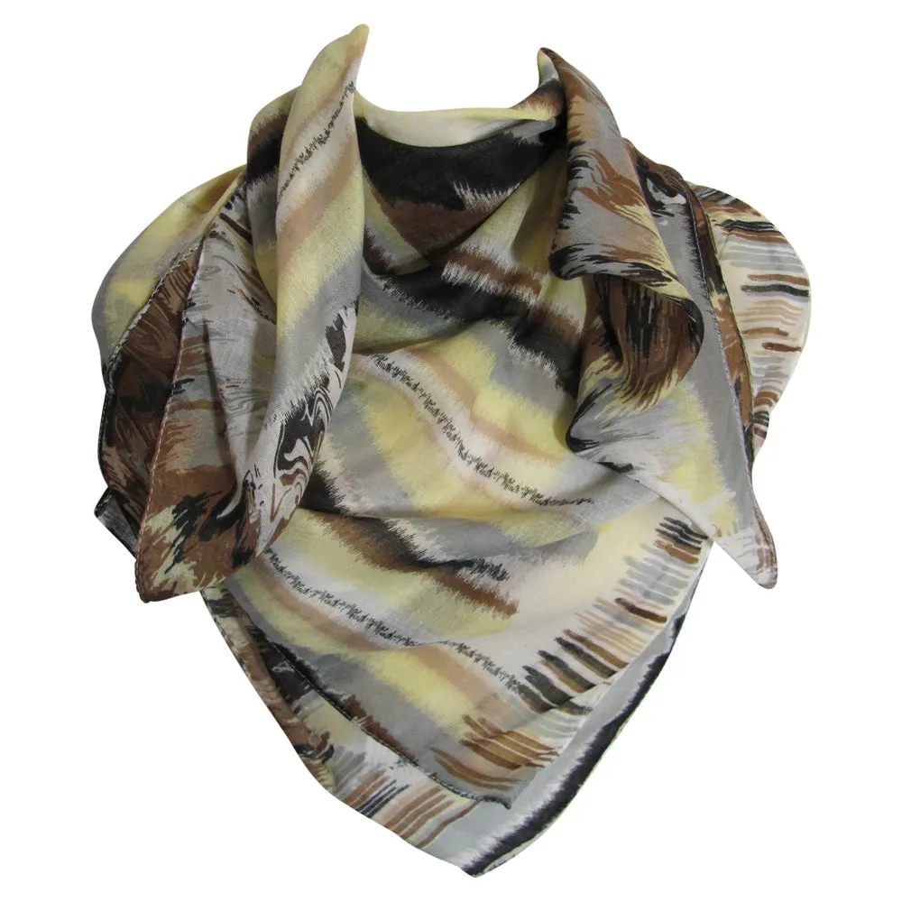 Lightweight Beige & Brown Tone Fashion Vintage Square Scarf JK169