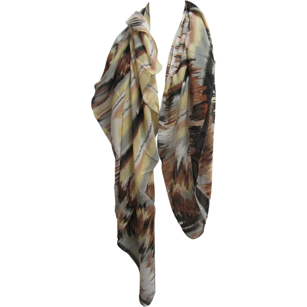 Lightweight Beige & Brown Tone Fashion Vintage Square Scarf JK169