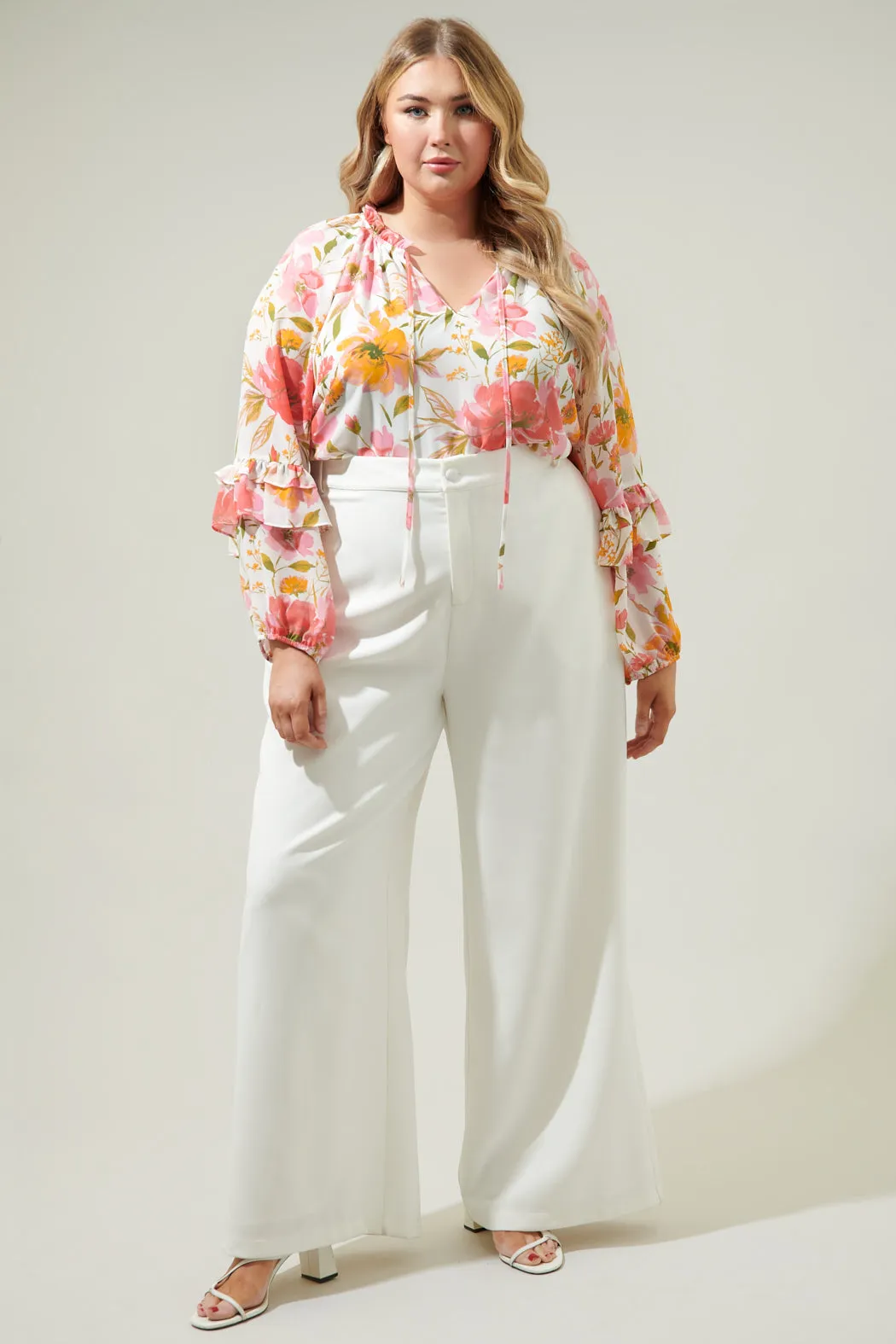 Maldonado Floral Bijou Bell Sleeve Blouse Curve