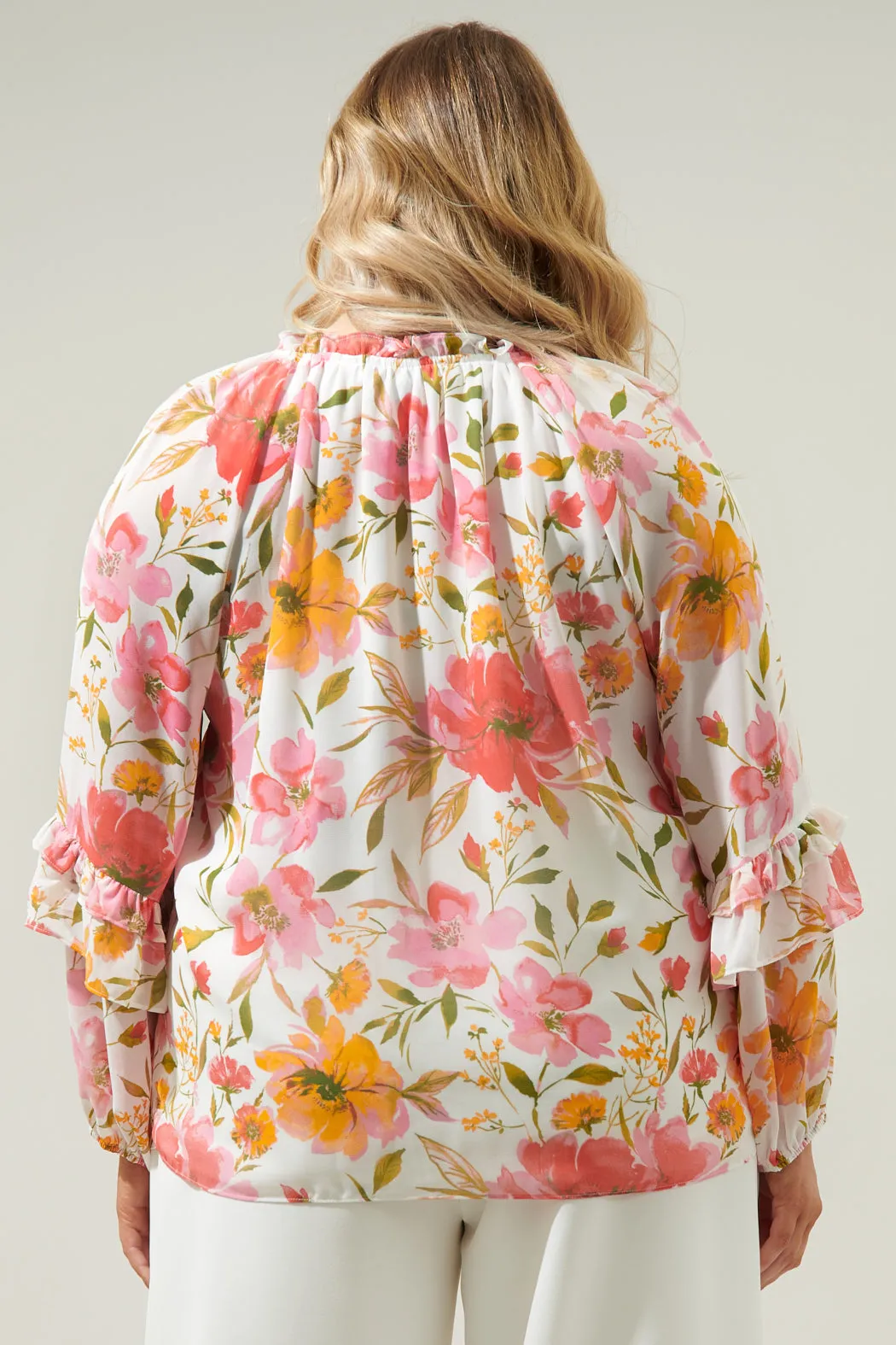 Maldonado Floral Bijou Bell Sleeve Blouse Curve