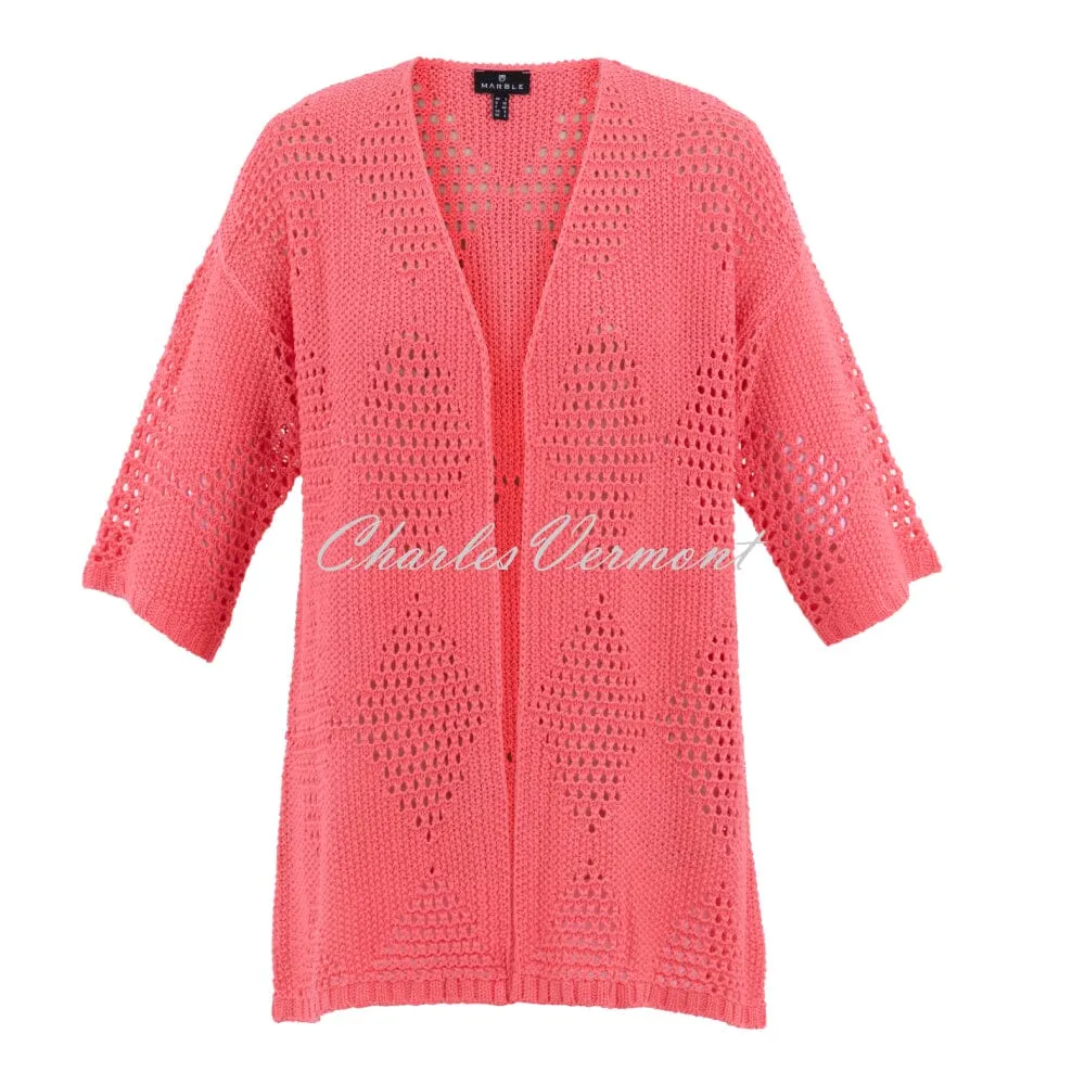 Marble Cardigan With Diamond Pointelle Pattern - Style 7343-135 (Watermelon)