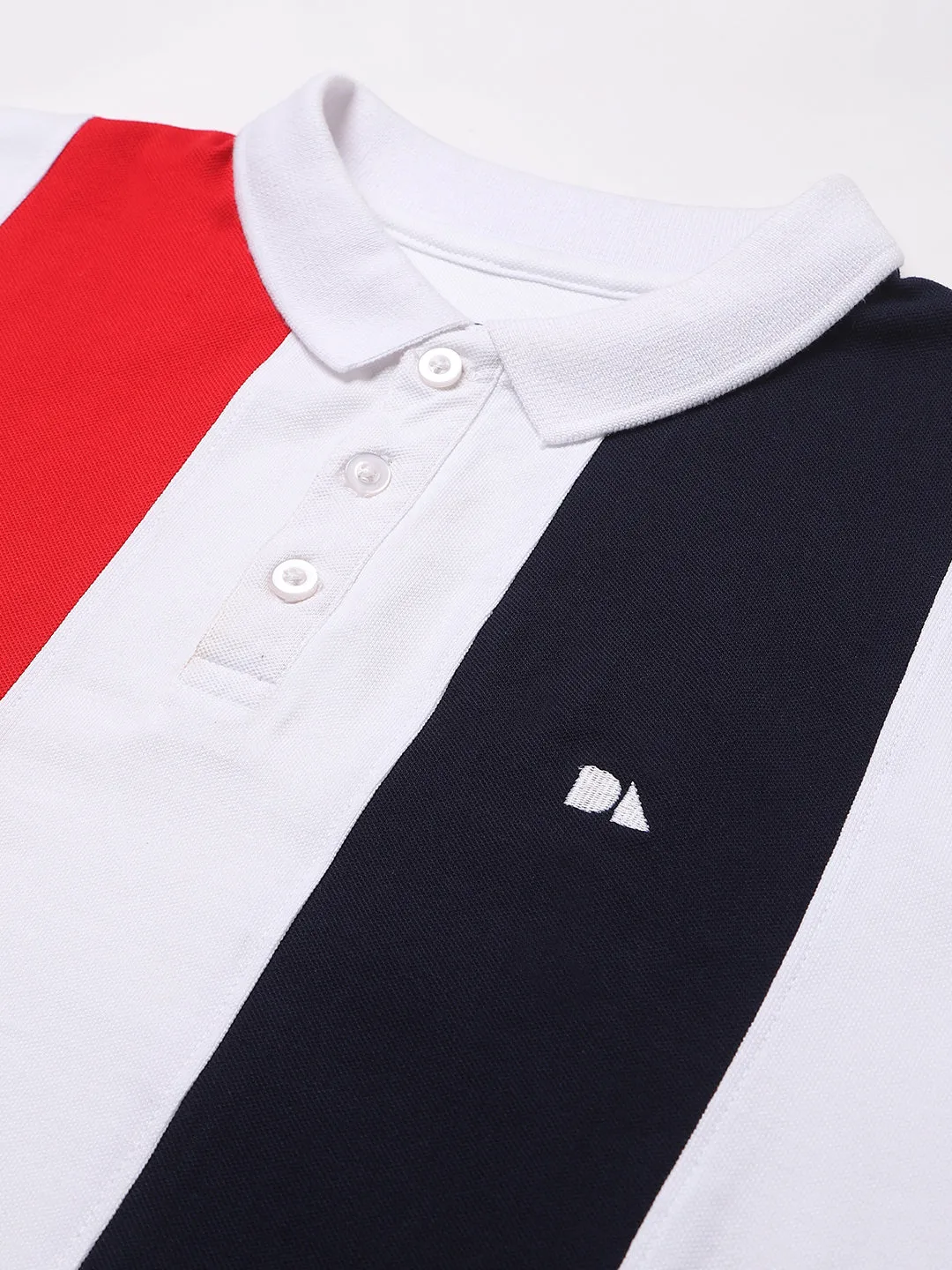 Men's Casual Slim Fit Polo Neck T-Shirt Stylish Half Sleeves Color Block Pattern Pure Cotton Polos