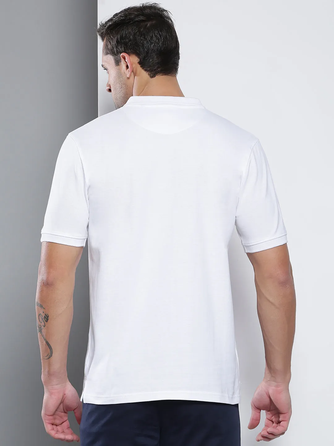 Men's Casual Slim Fit Polo Neck T-Shirt Stylish Half Sleeves Color Block Pattern Pure Cotton Polos
