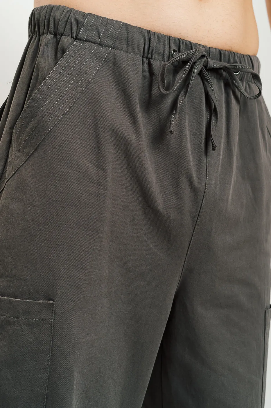 Men's Grey Drawstring Cargo Pant
