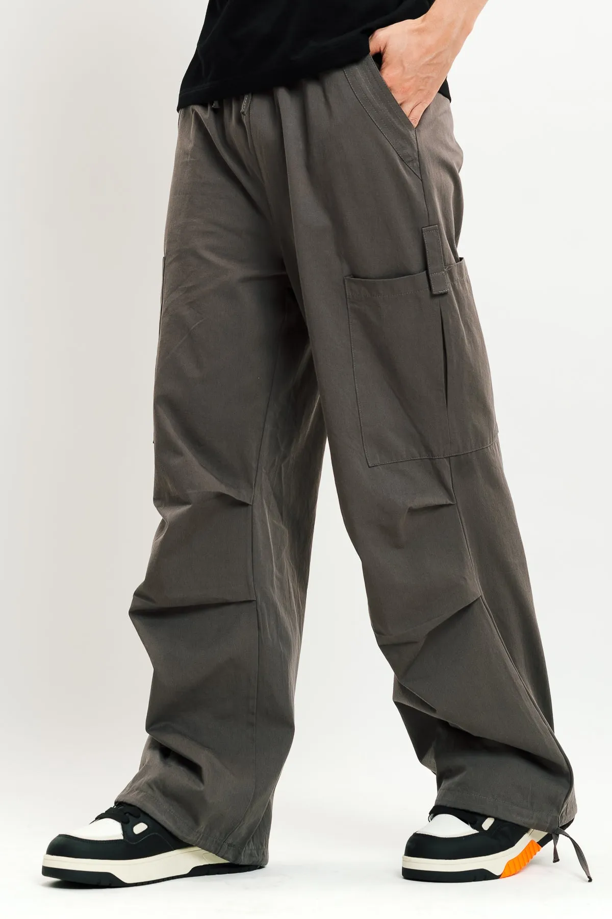 Men's Grey Drawstring Cargo Pant