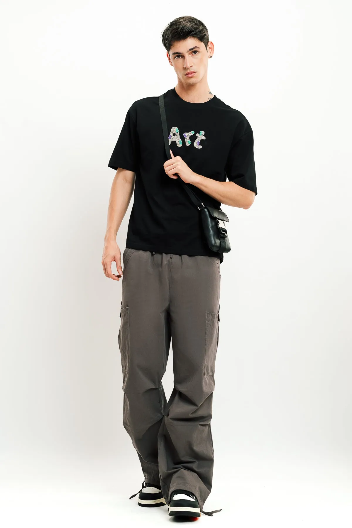 Men's Grey Drawstring Cargo Pant