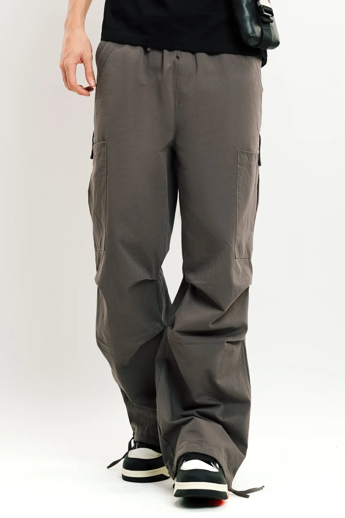 Men's Grey Drawstring Cargo Pant