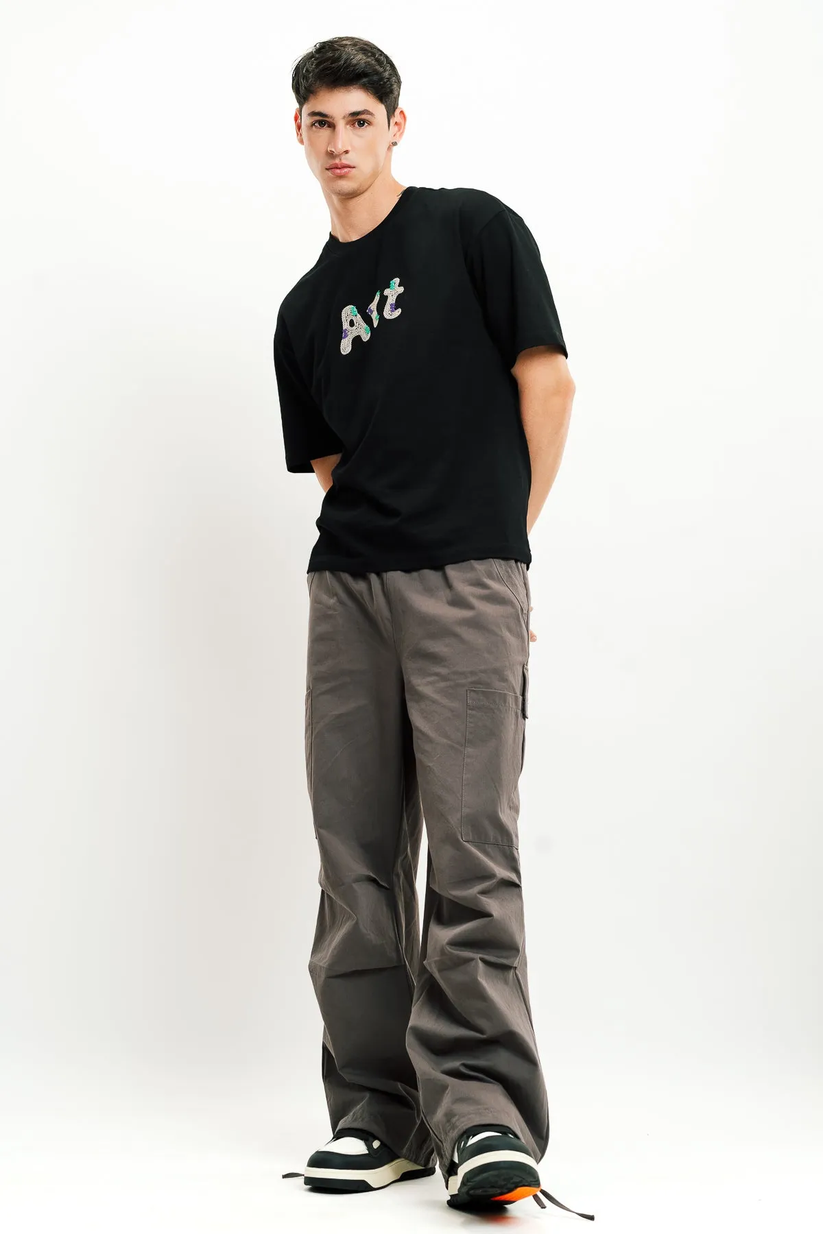 Men's Grey Drawstring Cargo Pant