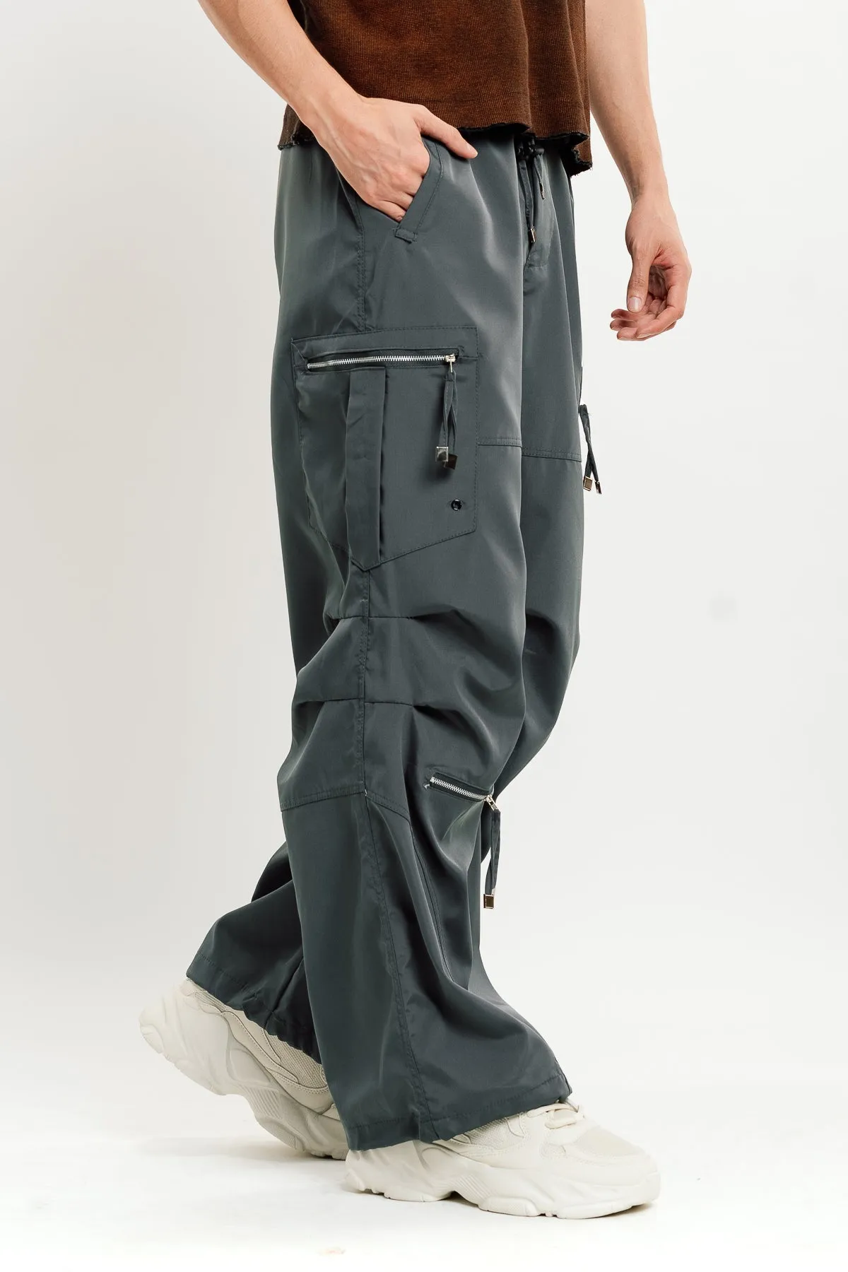 Men's Grey Parachute Cargo Pant