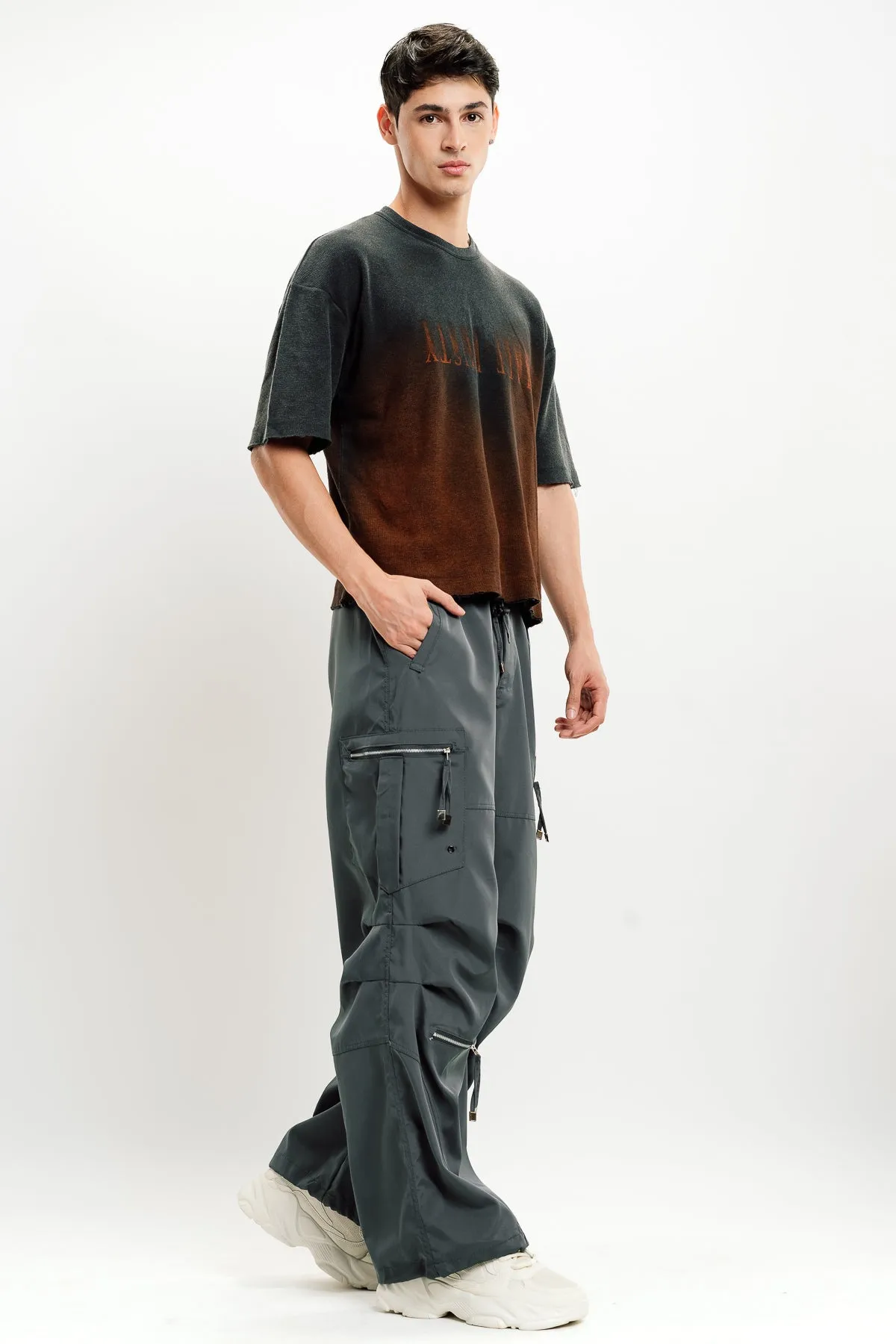 Men's Grey Parachute Cargo Pant