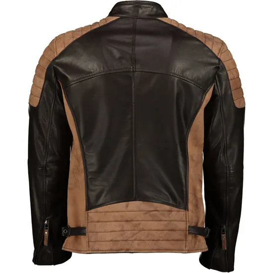 Men's Two Tone Brown Motorcycle Style Leather Jacket by TJS