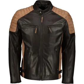 Men's Two Tone Brown Motorcycle Style Leather Jacket by TJS