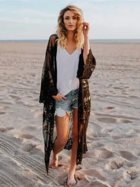 Mesh embroidered beach sunscreen blouse cardigan