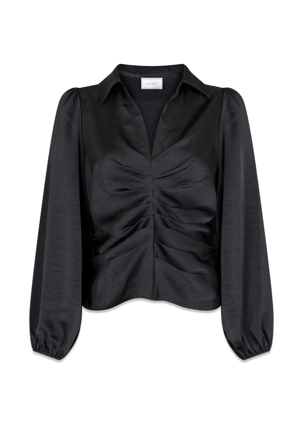 Mille Heavy Sateen Blouse - Black