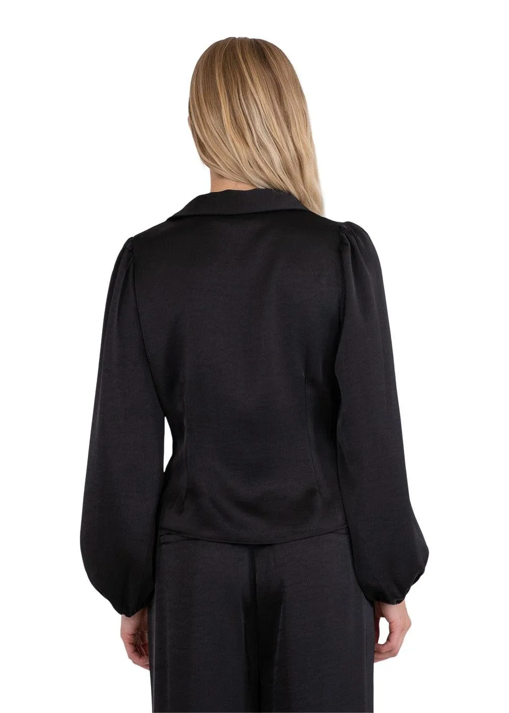 Mille Heavy Sateen Blouse - Black
