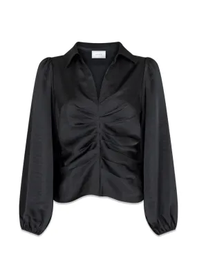 Mille Heavy Sateen Blouse - Black