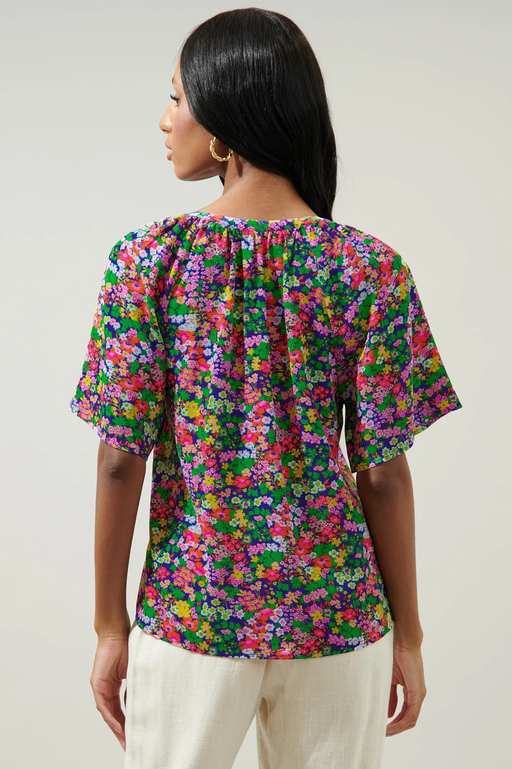 Mountain Spring Roxette Raglan Tie Neck Blouse