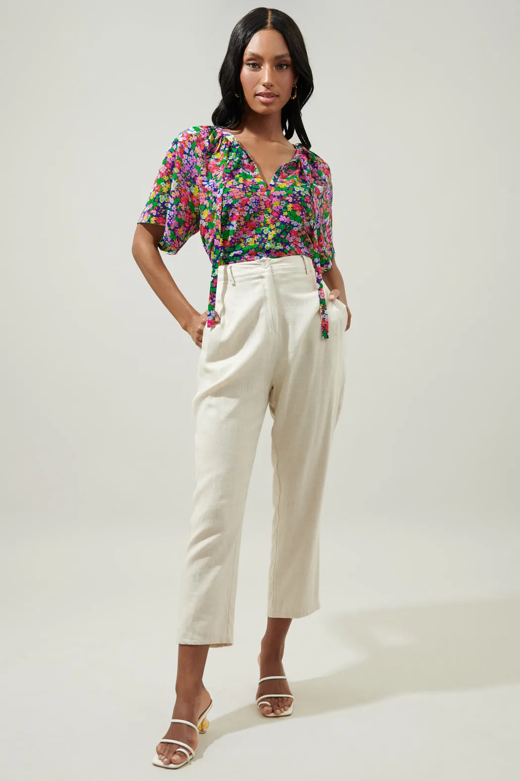 Mountain Spring Roxette Raglan Tie Neck Blouse