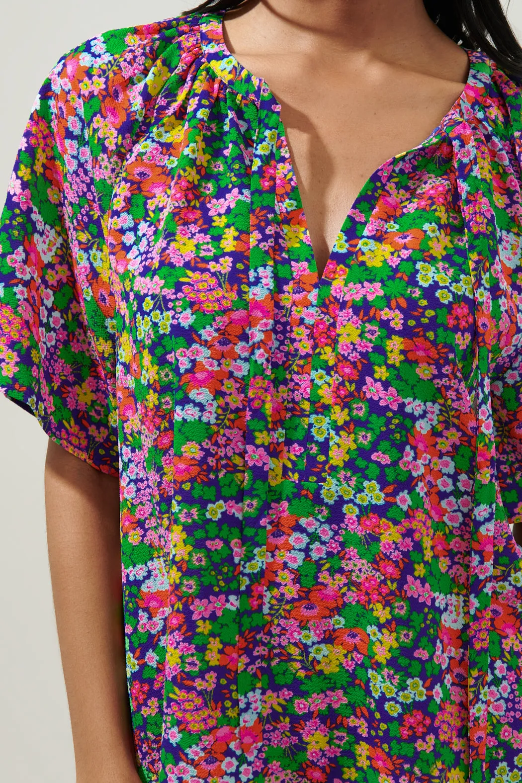 Mountain Spring Roxette Raglan Tie Neck Blouse