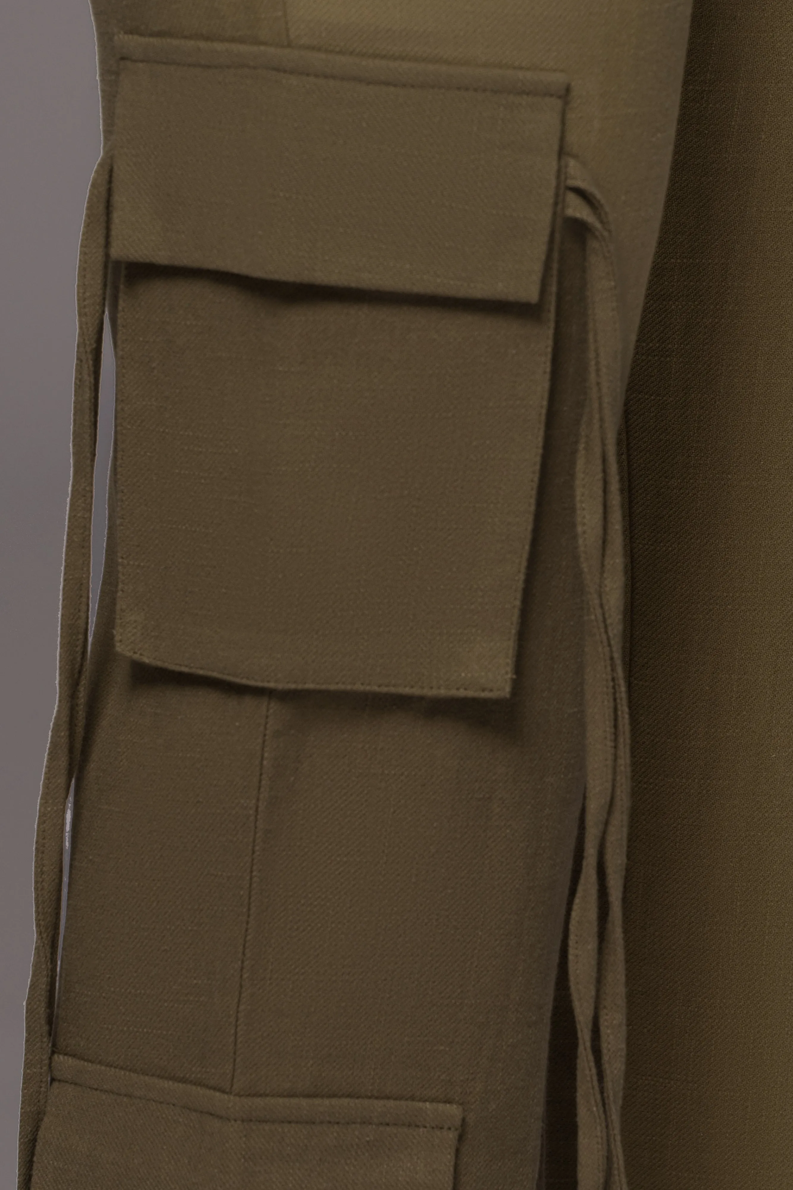 Olive Better Half Linen Utility Pants