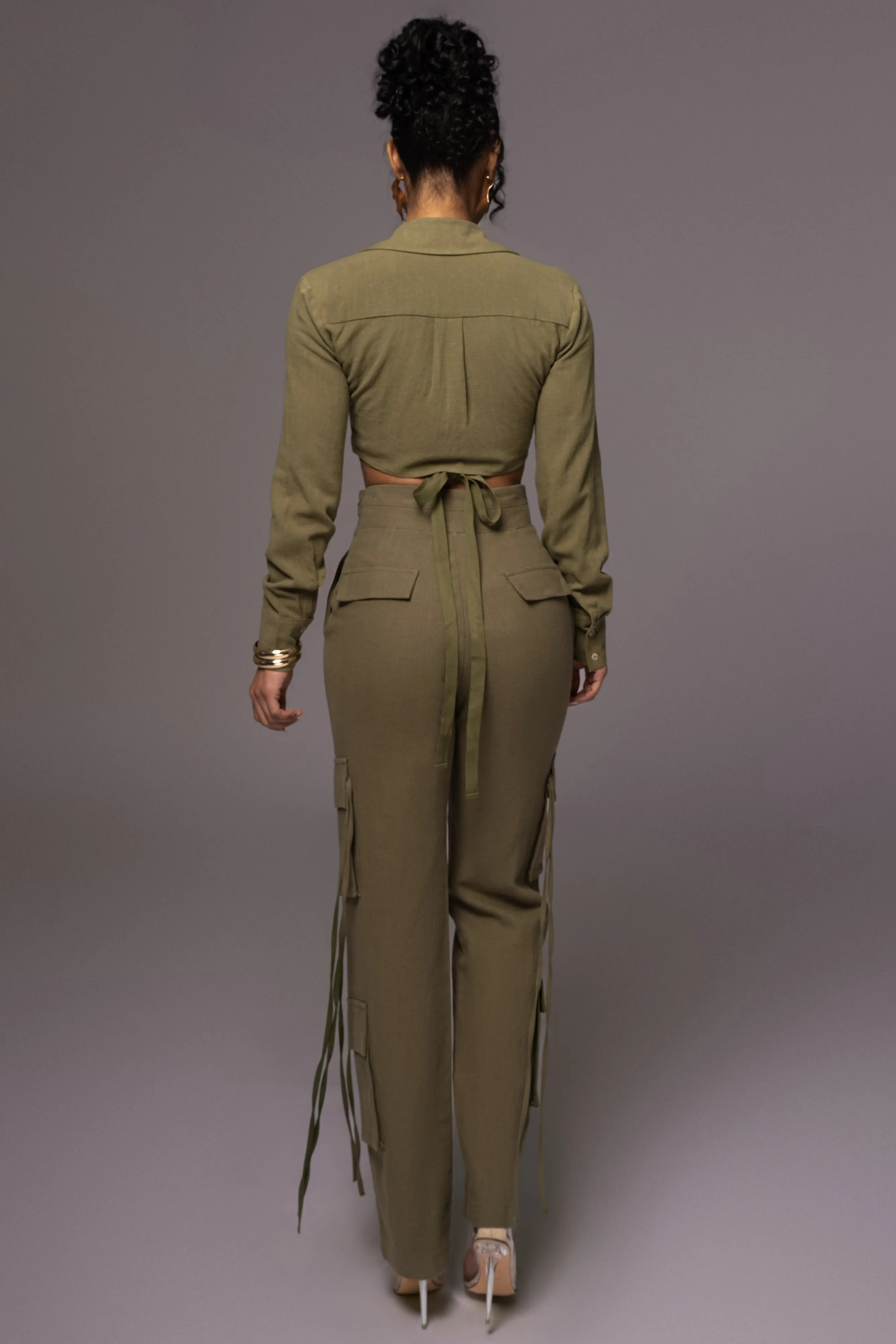 Olive Better Half Linen Utility Pants