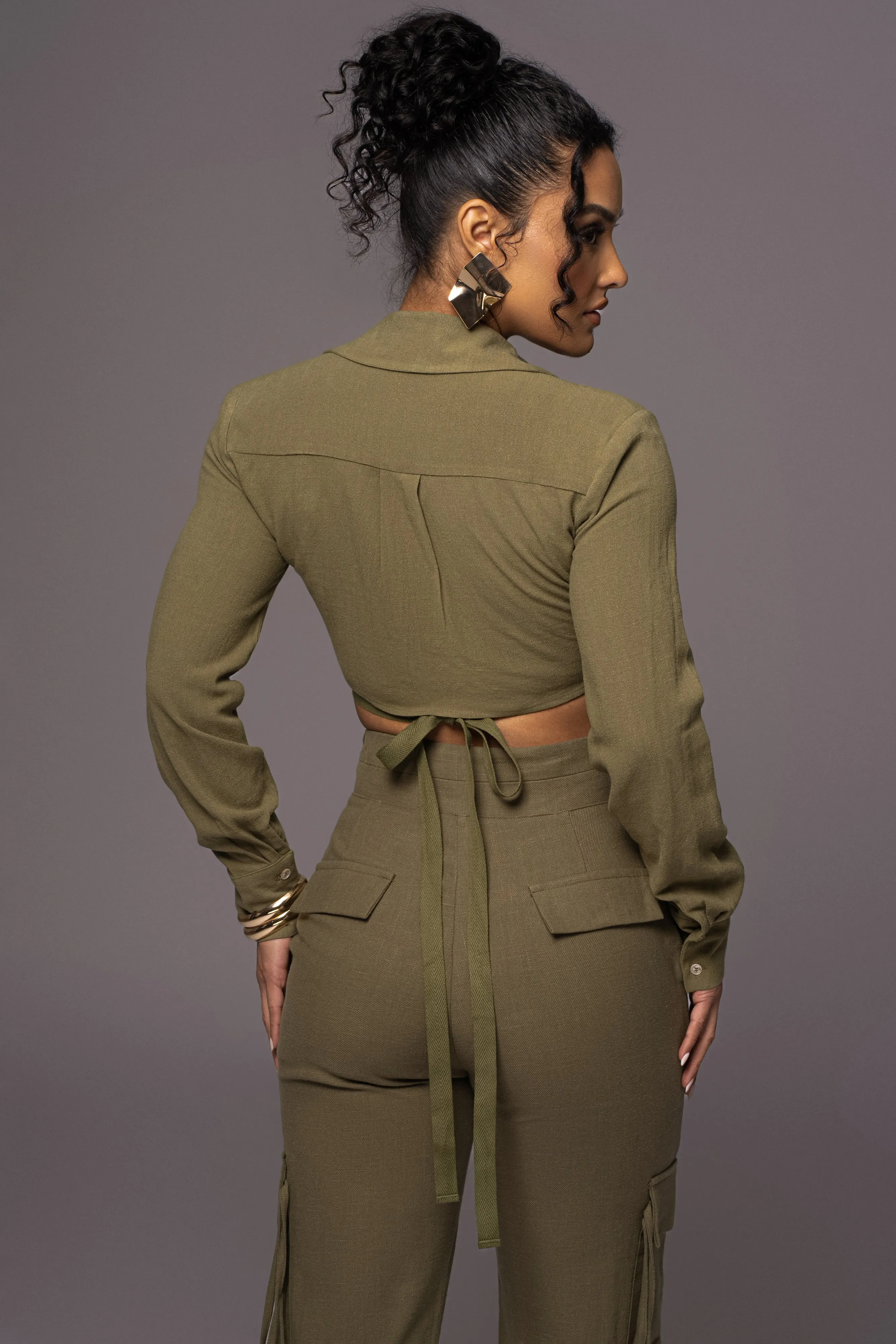 Olive Better Half Linen Utility Pants