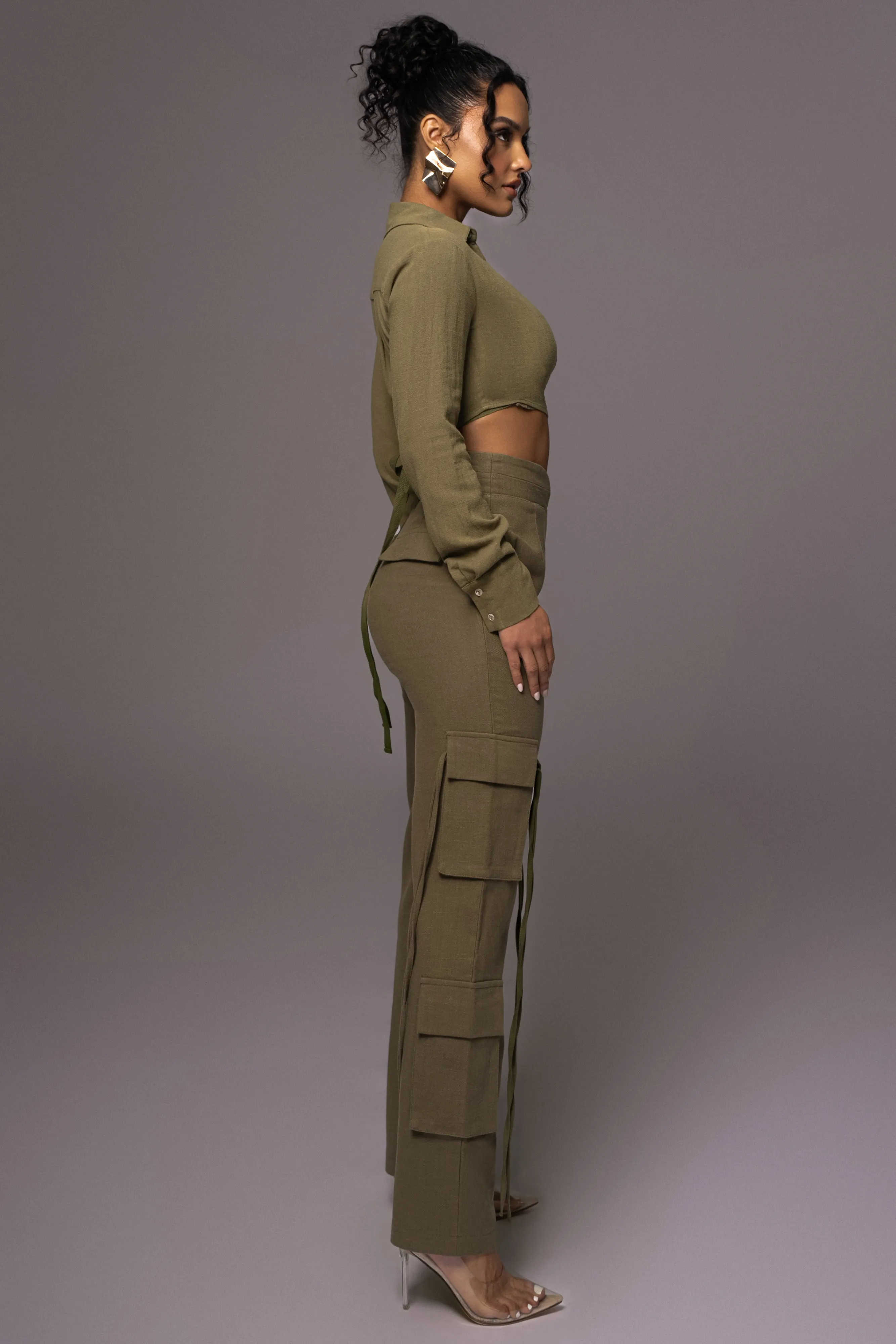 Olive Better Half Linen Utility Pants