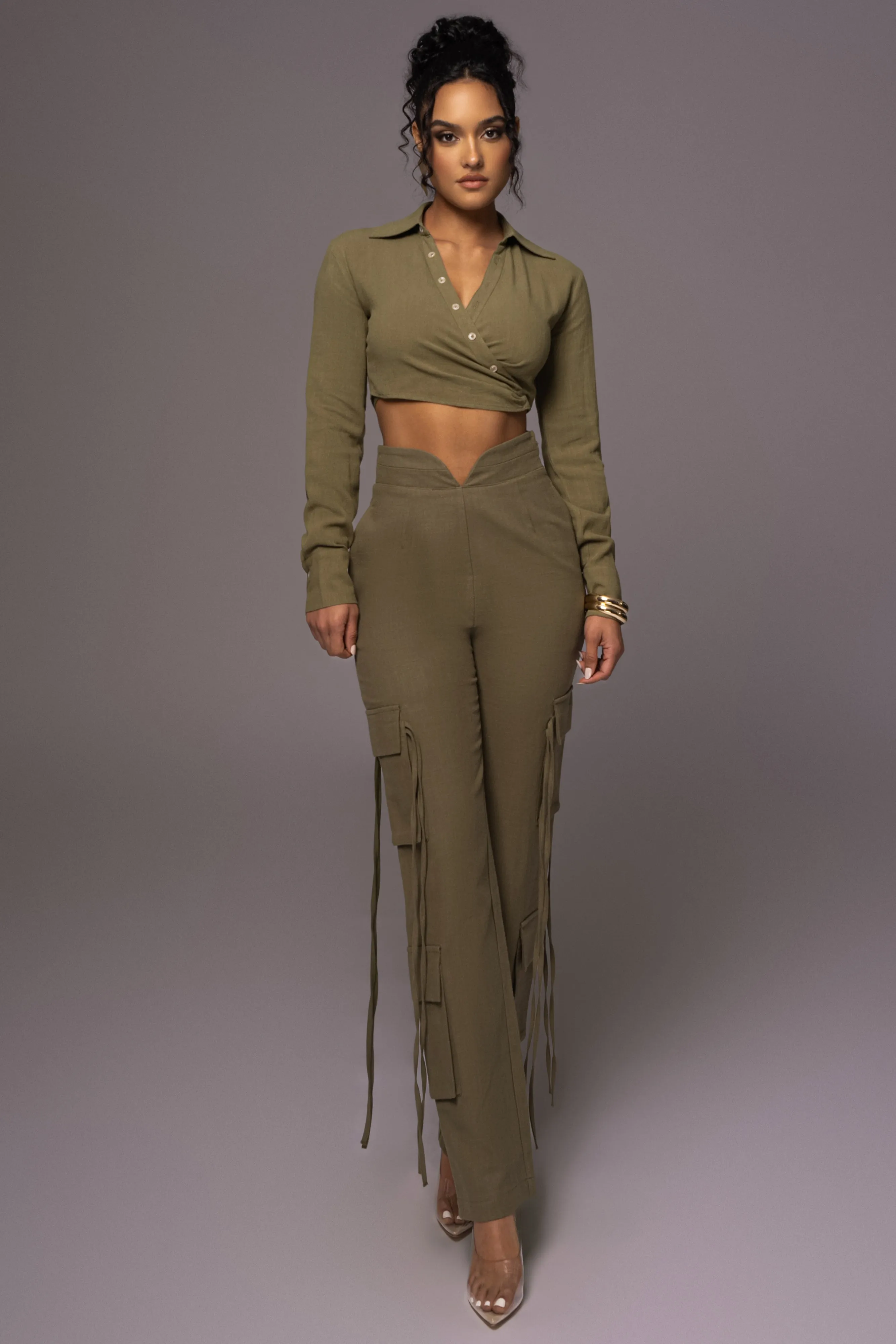 Olive Better Half Linen Utility Pants
