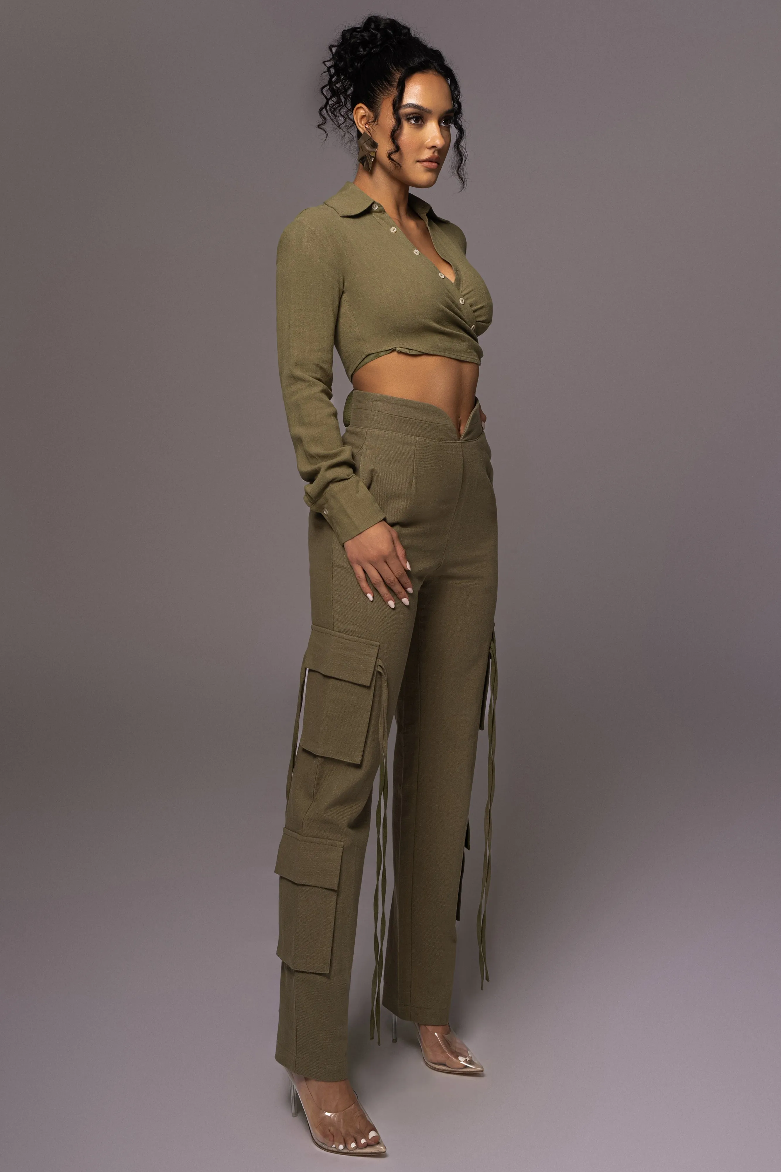 Olive Better Half Linen Utility Pants