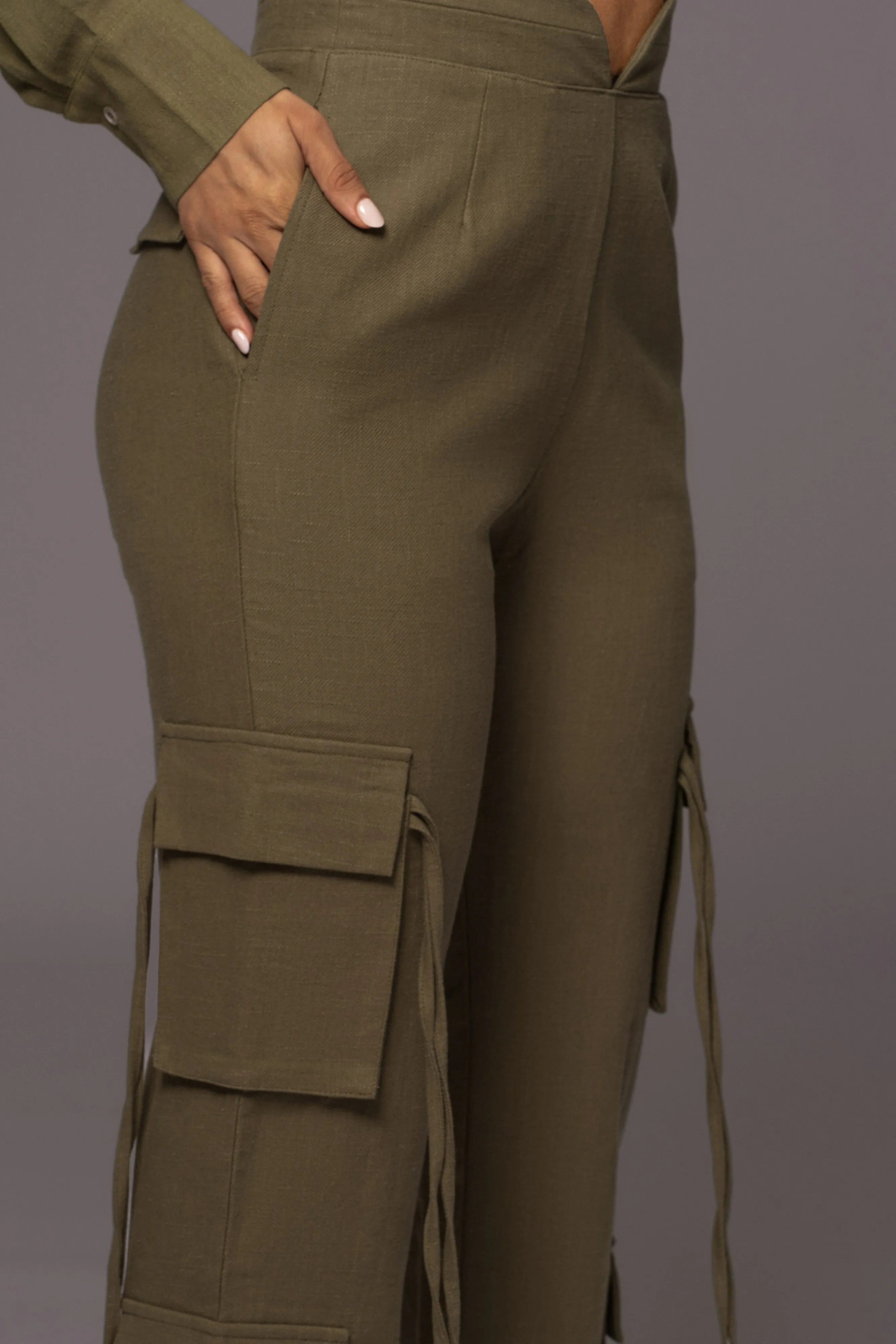 Olive Better Half Linen Utility Pants