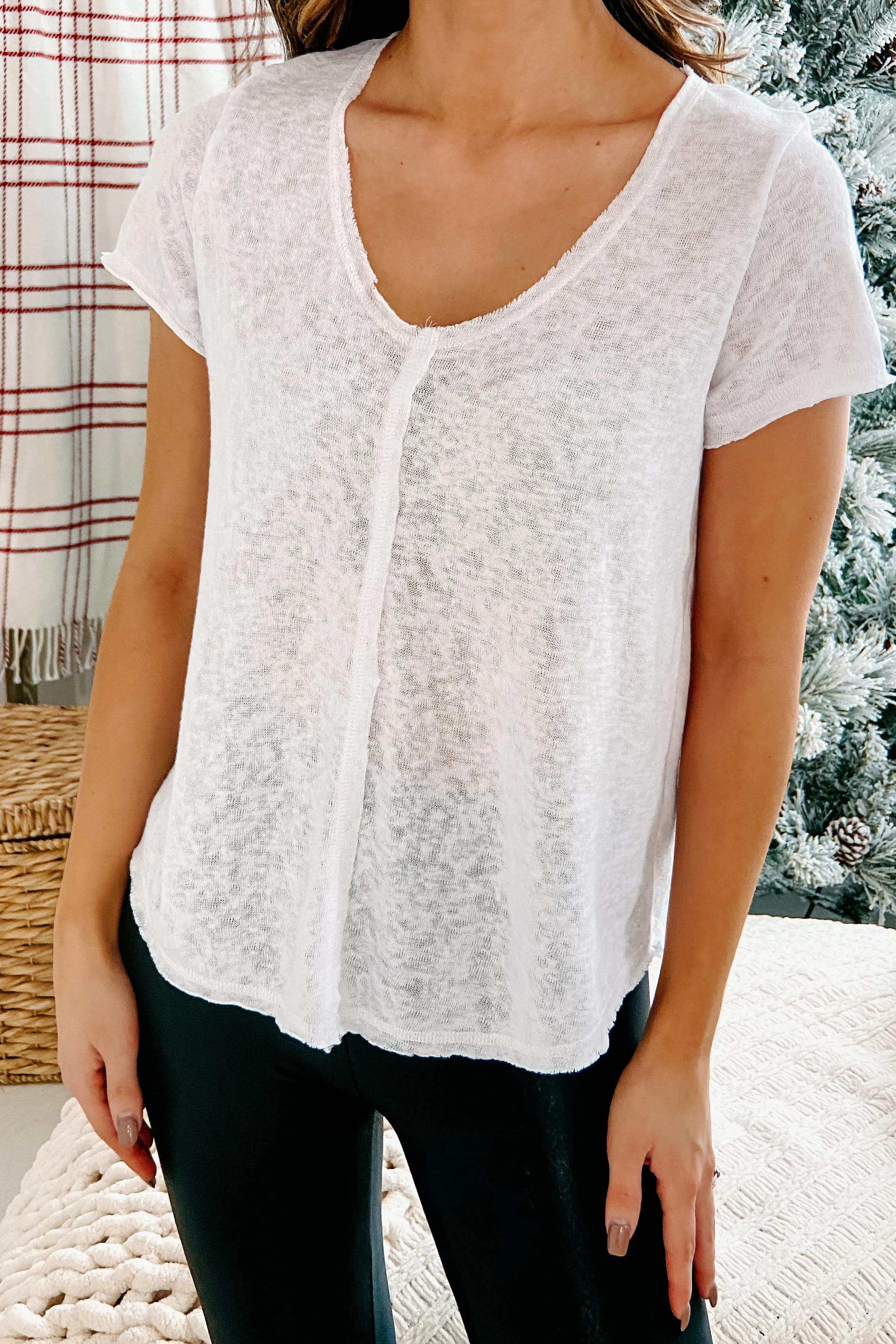 On The Right Path Exposed Stitch T-Shirt (White)